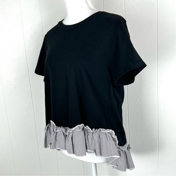NICOLE MILLER NEW YOURK Super Cute High/ Low Ruffled Hem Short Sleeve Shirt - Picture 7 of 11